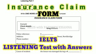 INSURANCE CLAIM FORM LISTENING TEST  BEST IELTS LISTENING TEST WITH ANSWERS  IELTS LISTENING [upl. by Wertz]