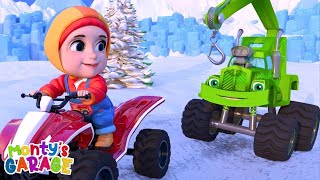 Wheels On The Tow Truck  Monster Trucks Rhymes For Kids  Montys Garage [upl. by Salta]