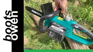 Ferrex Aldi Battery Brushless Chainsaw unboxing assembly and first impressions [upl. by Oinoitna]