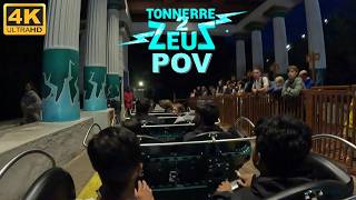 Tonnerre 2 Zeus POV Back Row Night 4K 60FPS Parc Asterix CCI Wood Coaster  NonCopyright [upl. by Fauver]