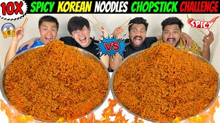 10X SPICY KOREAN NOODLES CHALLENGE with CHOPSTICKS😱 INDIA Vs JAPAN EATING COMPETITION🔥 Ep689 [upl. by Douville517]