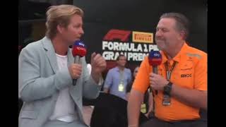 Nico Rosberg GRILLING Mclaren CEO Zak Brown ItalianGP24 [upl. by Gader]