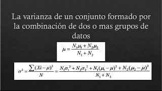 ESTADISTICA  varianza de un conjunto formado por la combinancion de dos grupos de datos [upl. by Philipa]