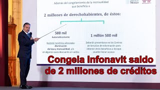 Congela Infonavit saldo y mensualidades a 2 millones de créditos [upl. by Barnard461]