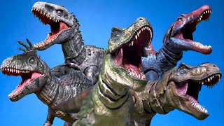 Jurassic world T Rex vs Spino vs Giga vs Indominus Rex stop motion battle [upl. by Chladek288]