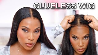 COMPLETELY GLUELESS WIG INSTALL  NO GLUE BEGINNER FRIENDLY WIG INSTALL [upl. by Antebi]