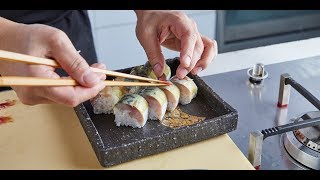 GBCAcademy Sabazushi – mackerel sushi wrapped in kombu by Hideki Hiwatashi [upl. by Hayashi270]