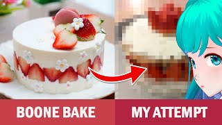 I Tried to Bake a Strawberry Cake By Boone Bake VTuber IRL [upl. by Atalee]