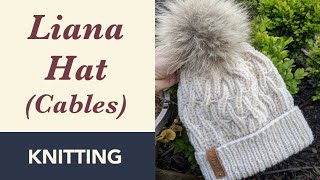 How to Knit a Cable Hat with Brim on Circular Needles  Liana Cable Knit Hat [upl. by Eupheemia]