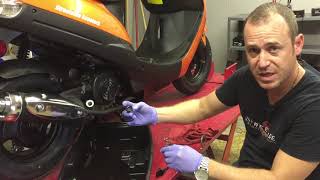 How to 50cc Scooter Oil Change The Easy Way 49cc  150cc GY6 [upl. by Barnard727]