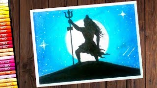 Maha Shivaratri  Shiva Chaturdashi  drawing with oil pastels  step by step [upl. by Ahsir]