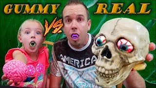 Gummy Food Halloween Candy VS Real Toys Challenge Halloween Edition [upl. by Rosemaria]