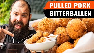 Bizar lekker 🤤 Bitterballen van Pulled Pork  BBQ Recept [upl. by Dieball398]