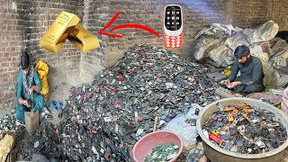 Unbeatable Method Pure 24K Gold Extraction From Waste Cell Phones How to Gold Recover from Mobile [upl. by Iras]