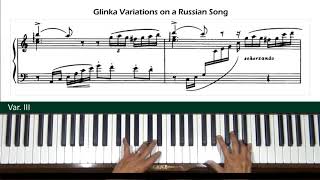 Glinka Variations on a Russian Song Piano Tutorial [upl. by Attezi499]