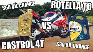 Rotella T6 vs Castrol 4T Oil Comparison  S1000RR [upl. by Augustine]