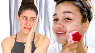 This is BAD Reacting To Outer Banks Madison Baileys Nighttime Skincare Routine Harpers BAZAAR [upl. by Novad]