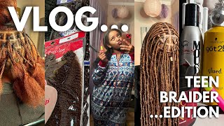 VLOG day in the life of a teen braider  client  soft loc tutorial  Vlogmas Day 8 [upl. by Nylteak]