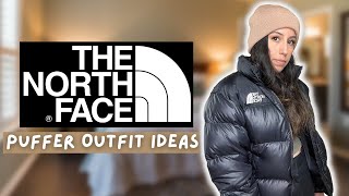 PUFFER JACKET OUTFIT IDEAS  NORTHFACE PUFFER JACKET OUTFIT IDEAS [upl. by Minor864]