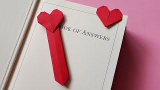 How to make origami heart bookmark  DIY heart shape paper bookmark instructions [upl. by Landel]