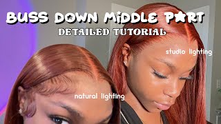 Buss Down Wig Install  Achieving Middle Part Realness  Detailed Tutorial  UNice Hair [upl. by Alliuqat]