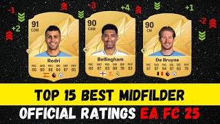 FC 25  Official Top 15 best Midfielder ratings EA FC 25 [upl. by Ynogoham480]