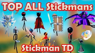 Roblox Stickman TD TOP ALL Units [upl. by Nnod]