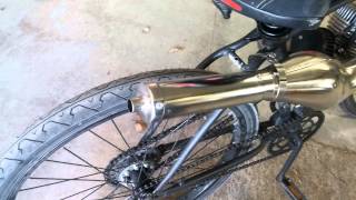 Snakefatty pipe exhaust on 66cc80cc bike motor [upl. by Cerellia]