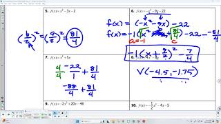 Standard form to vertex form lesson part 3 10 24 25 [upl. by Aramad]