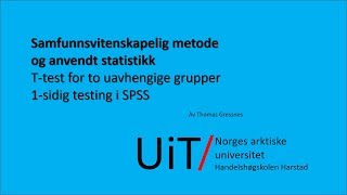 1sidig ttest for uavhengige utvalg [upl. by Winchester]