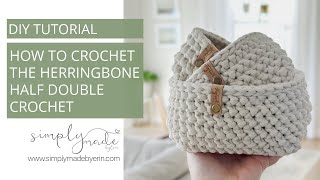 How to Crochet The Herringbone Half Double Crochet  Video Crochet Tutorial [upl. by Genia]