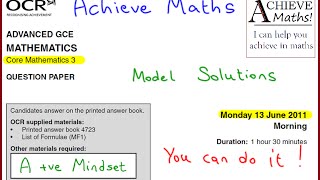 Alevel Maths OCR June 2011 Core Mathematics 3 C3 complete paper [upl. by Einnim]