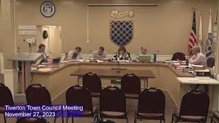 Tiverton Town Council Meeting  November 27 2023 [upl. by Noryk306]