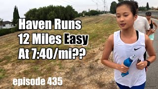 Haven Runs 12 Miles Easy at 740mi marathon running marathontraining [upl. by Natanoy478]