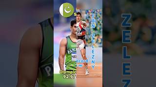 Javelin Throw world record vs Olympic Record ArshadNadeem vs JanZeleny JavelinThrow Olympics [upl. by Nonnelg]