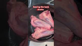 Searing the lamb shanks searing lambrecipes lambshanks lamb shorts [upl. by Averill542]