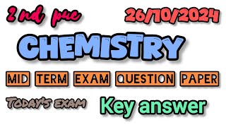 chemistry 2nd puc midterm exam question paper with key questionsexamjobeducation2ndpuc [upl. by Atsirk814]