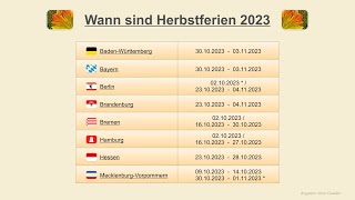 Wann sind Herbstferien 2023 [upl. by Winthorpe205]