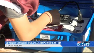 Stewartville Middle School students prepare solar powered suitcases for a trip overseas [upl. by Orlina]