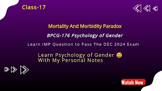 Psychology of Gender BPCG176 IMP Topic  How to Pass Your IGNOU Exam  Class 17 [upl. by Oeniri]