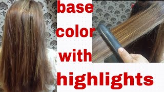 how to do base hair color with highlights  streaks  base color with highlights full method [upl. by Nolek]