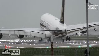 Crosswind SW heavy Landings 27L at London Heathrow Airport [upl. by Yeorgi389]