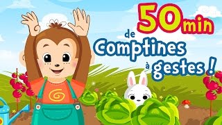 50min de Comptines avec gestes et Chansons pour bébé Petit escargot Alouette Pirouette [upl. by Brendan]