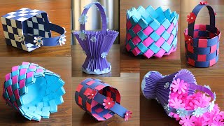 4 Beautiful Paper Basket DIY Basket  Paper Craft  Home Decor [upl. by Adham]