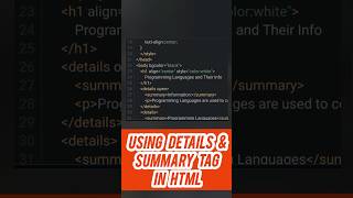 Details amp Summary Tag in HTML html5 tags programming [upl. by Aicekat]