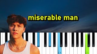 David Kushner  Miserable Man Piano tutorial [upl. by Laehpar]