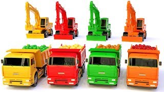 Apprenez Les Couleurs Avec Des Pelles Pour Enfants Des Camions Et Des Ballons De Football [upl. by Blythe]