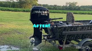 How to drill outboard exhaust before and after 50hp mercury [upl. by Aicatan]