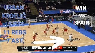 Urban Kroflic Highlights WIN vs Spain  15 Pts 11 Rebs 7 Ast  INDEX 28 [upl. by Antebi]