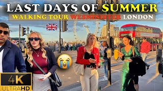 A Scenic Stroll Through Westminster Bridge and Parliament Square on a Sunny Day  LONDON 4K HDR [upl. by Olaznog645]